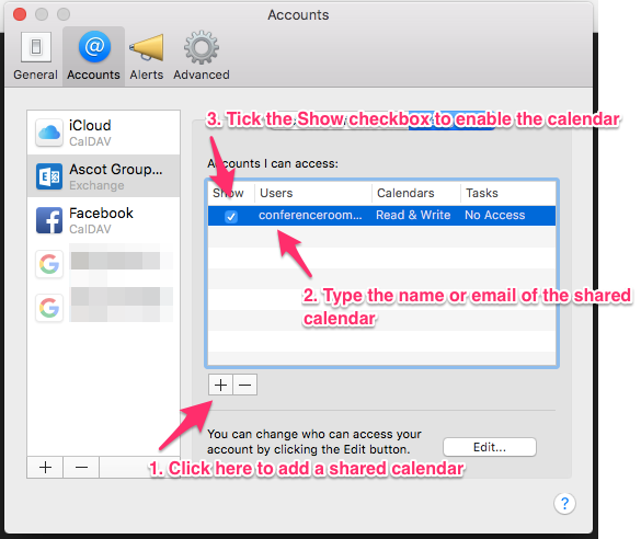 cannot open shared calendar outlook 2016 mac